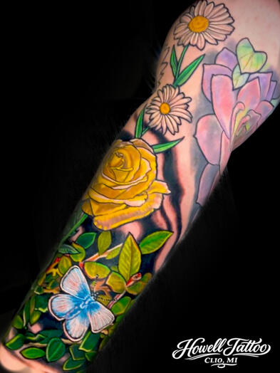 Full Color Sleeve - Howell Tattoo - Justin Howell - Clio, Mi - Walk In Tattoo Shop Near Me