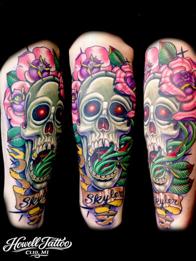 Neo Trad - Color - Howell Tattoo - Justin Howell - Clio, Mi - Walk In Tattoo Shop Near Me