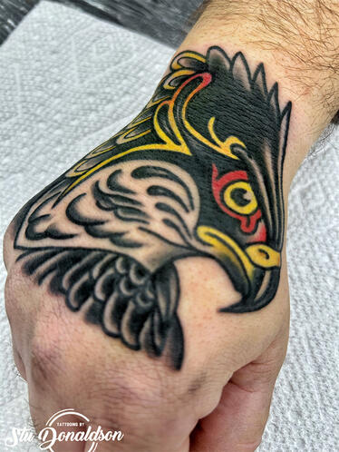 Hand Tattoo - Walk In Tattoo - Clio MI - by Stu Donaldson - American Traditional Artist