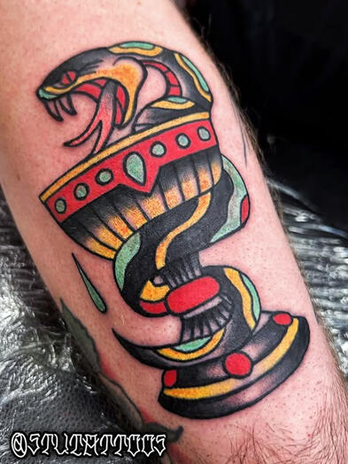 Snake and Chalice - Stylized Full Color - Stu Donaldson - Howell Tattoo - Stylized Full Color - Stu Donaldson - Howell Tattoo - Clio, Mi