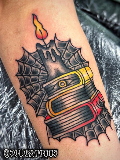 Halloween Flash - Stylized Full Color - Stu Donaldson - Howell Tattoo - Stylized Full Color - Stu Donaldson - Howell Tattoo - Clio, Mi